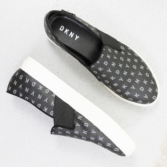 dkny black slip on sneakers